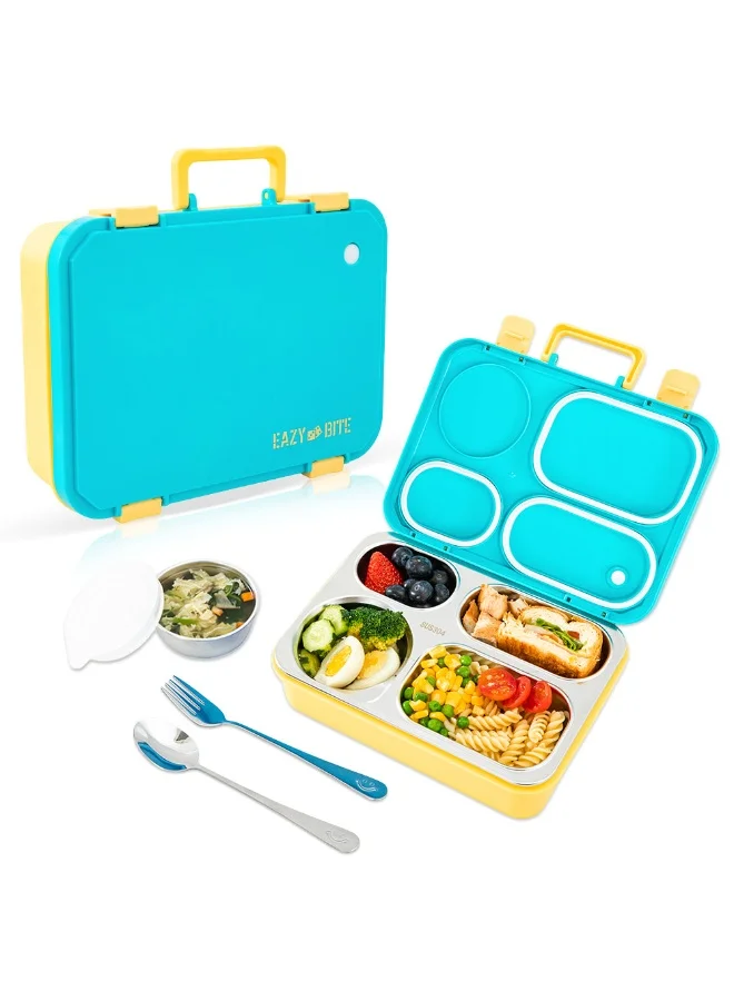 Eazy Kids Stainless Steel Lunch Box Set with Food Jar (Blue, 950mL Total Capacity) 2yjcf