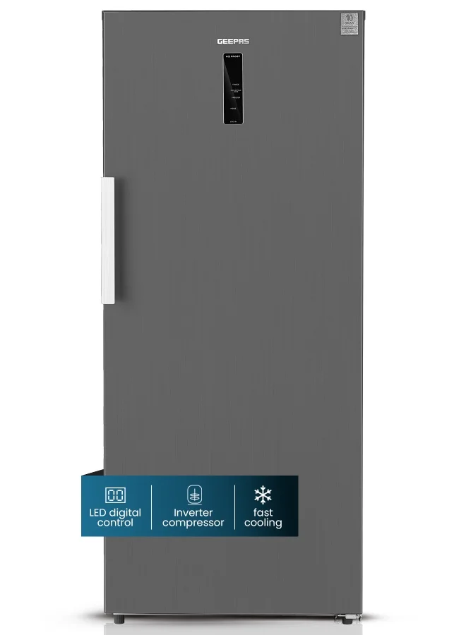 Geepas 500L Upright Freezer Convertible Fridge Inverter Compressor Digital Control (Metallic Grey, 500L) 848kb