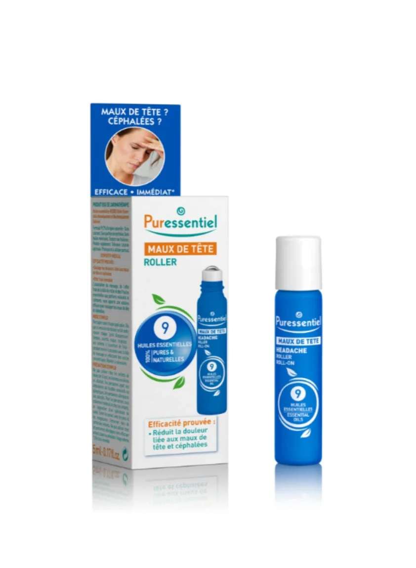 Puressentiel Headache Relief Roll-On with 9 Essential Oils (5 mL) 3knug