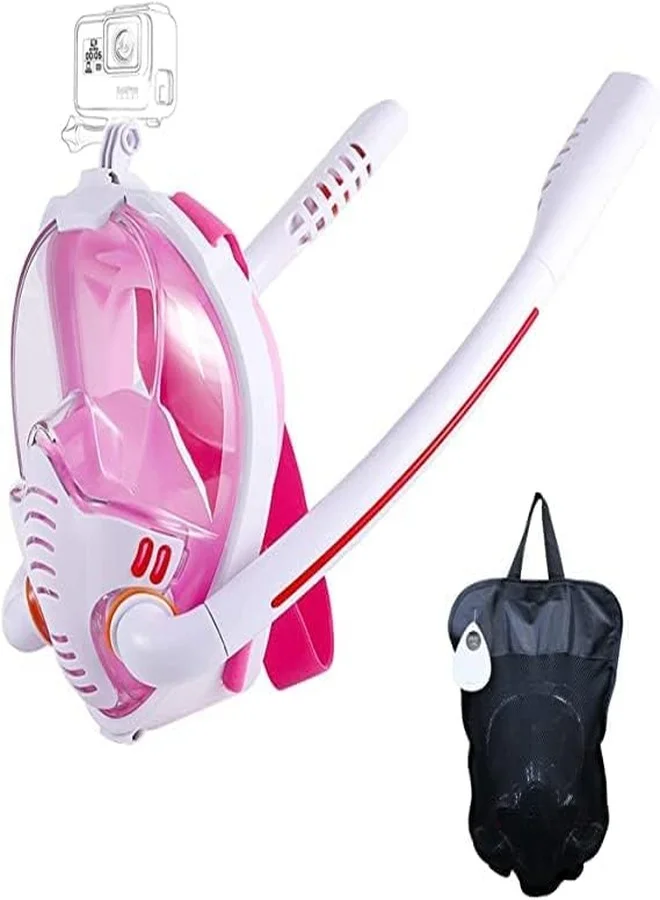 VBM Full Face Snorkel Mask with Dual Airflow System and Camera Mount (Pink, S/M) u0yod