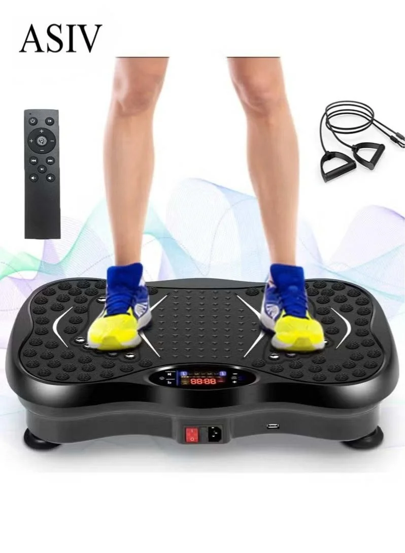 ASIV Vibration Fitness Platform Machine with Bluetooth Speaker and Resistance Bands (Premium Home Exercise Trainer, 150kg Max Load) evgn8