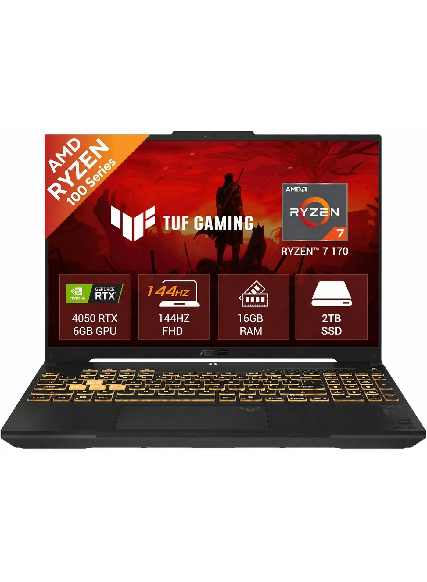 Premium Gaming Laptop 16-inch WUXGA 144Hz Display AMD Ryzen 7 16GB RAM 2TB SSD RTX 4050 RGB Backlit Keyboard (Jasper Grey, 16-inch) qn41y