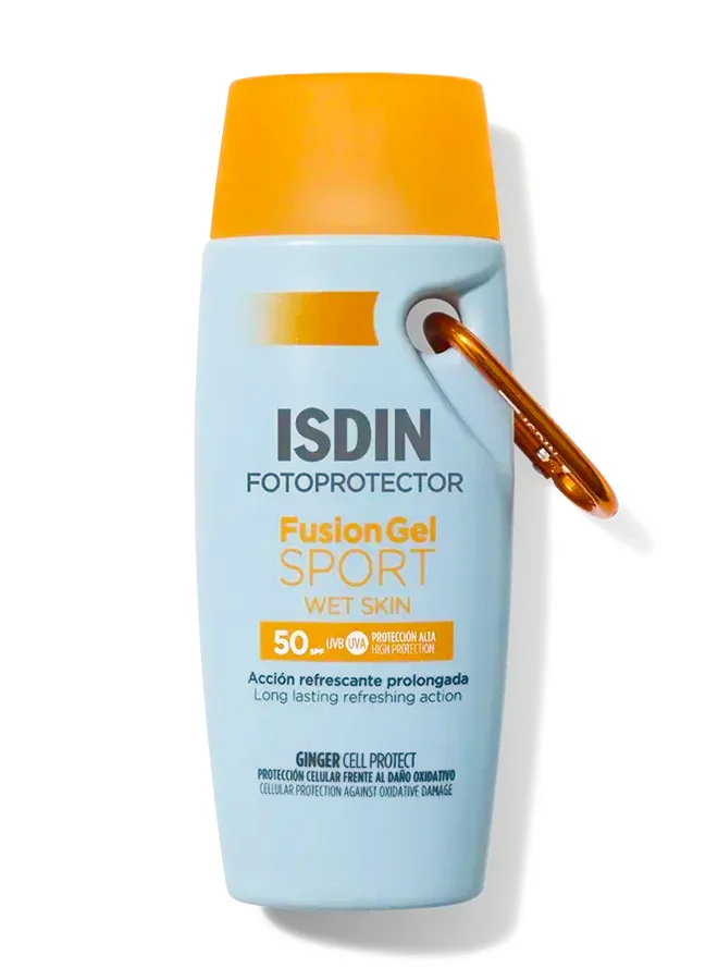 ISDIN Fotoprotector Fusion Gel SPF 50+ High-Performance Sports Sunscreen with Ginger Extract (100 mL) gw52m