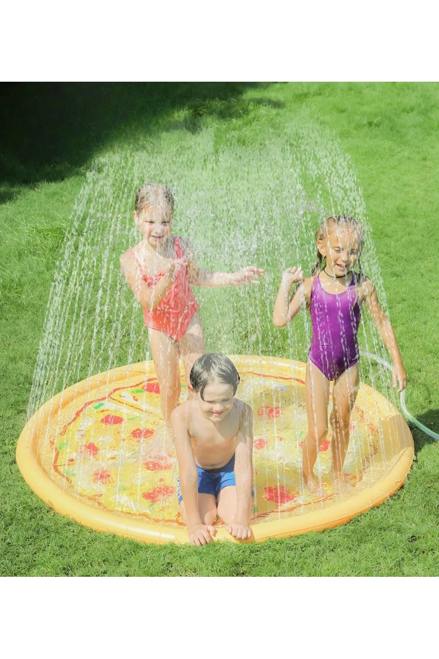 Premium Outdoor Splash Pad Sprinkler Play Mat (Durable PVC, 150cm) for Kids Summer Water Fun qh7z5