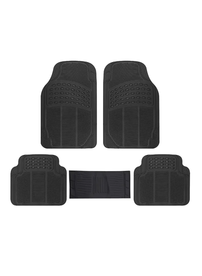 BYSON Universal PVC Car Floor Mats 5-Piece Set - Heavy Duty Waterproof All-Weather Interior Protection for SUVs and Trucks (Black, 5-Piece) hqsz1