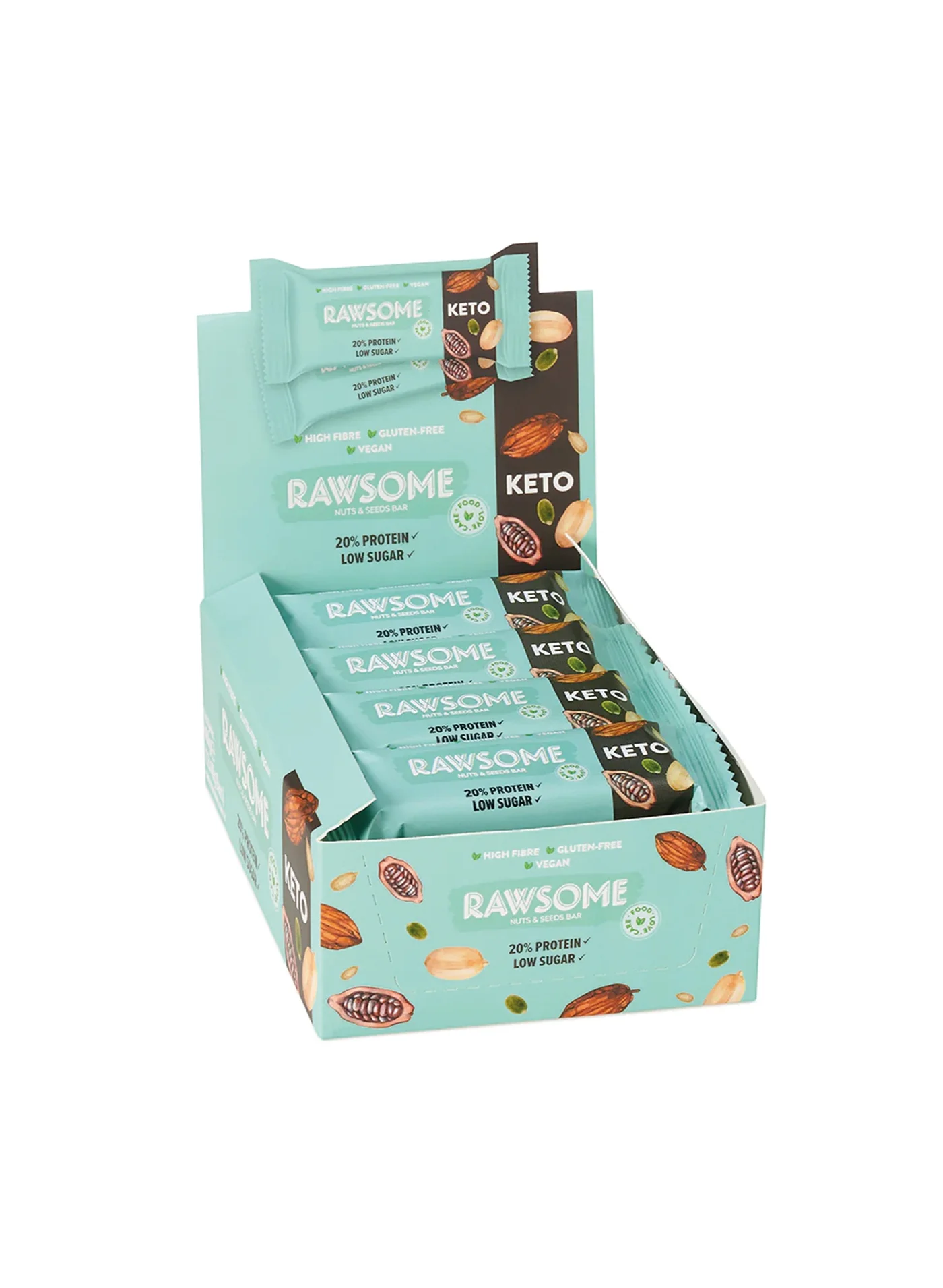 Rawsome Keto Nuts and Seeds Protein Bar (Vegan, Gluten Free, 12 x 40g) 0hpph