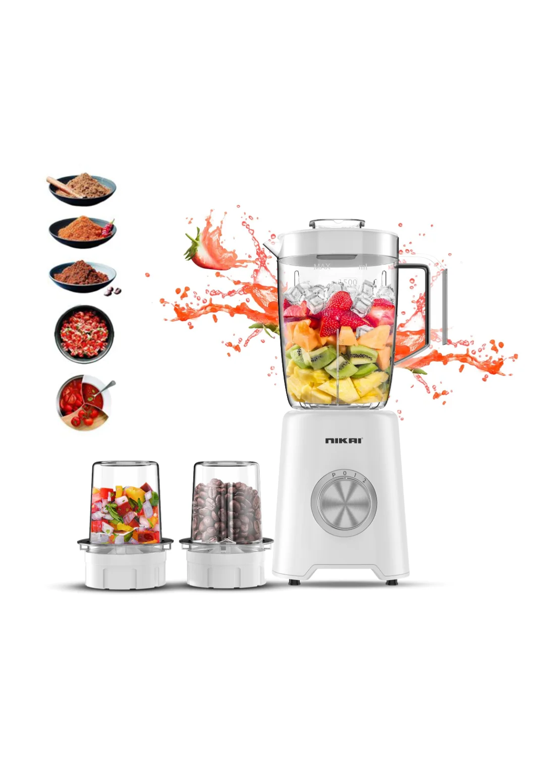 Nikai Blender with 2 Speed Pulse and Dry Mill (1.5L, White) gho2a