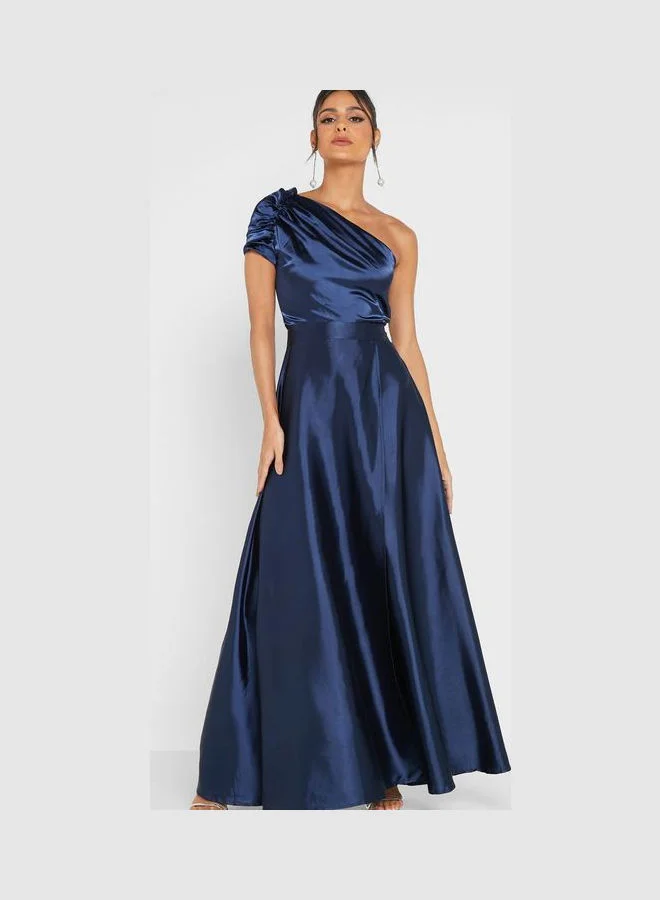 Ella Limited Edition One-Shoulder Slit Dress Elegant Evening Gown (Navy, Medium) 4imtb