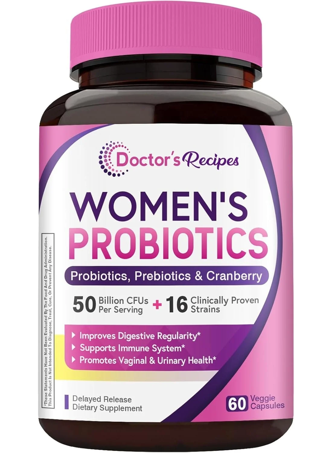 Doctor's Recipes Women¡¯s Probiotic Supplement with Organic Cranberry Extract (50 Billion CFU, 60 Capsules) eugti