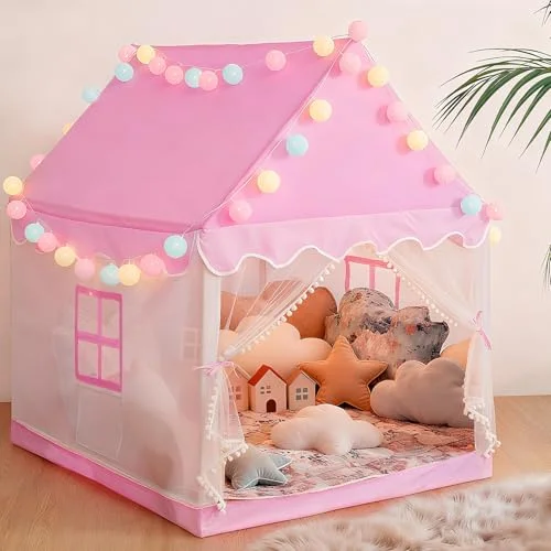 BSHAPPLUS Kids Play Tent Indoor Outdoor Playhouse with Windows (Pink, 104 cm x 99 cm x 128 cm) 5638t