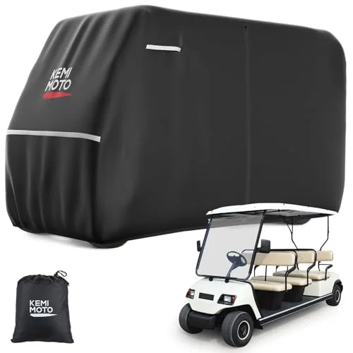 Universal Golf Cart Cover 6-Seater Heavy Duty Waterproof 600D Fabric Protective Shield for Large Carts (Black) wz0f2
