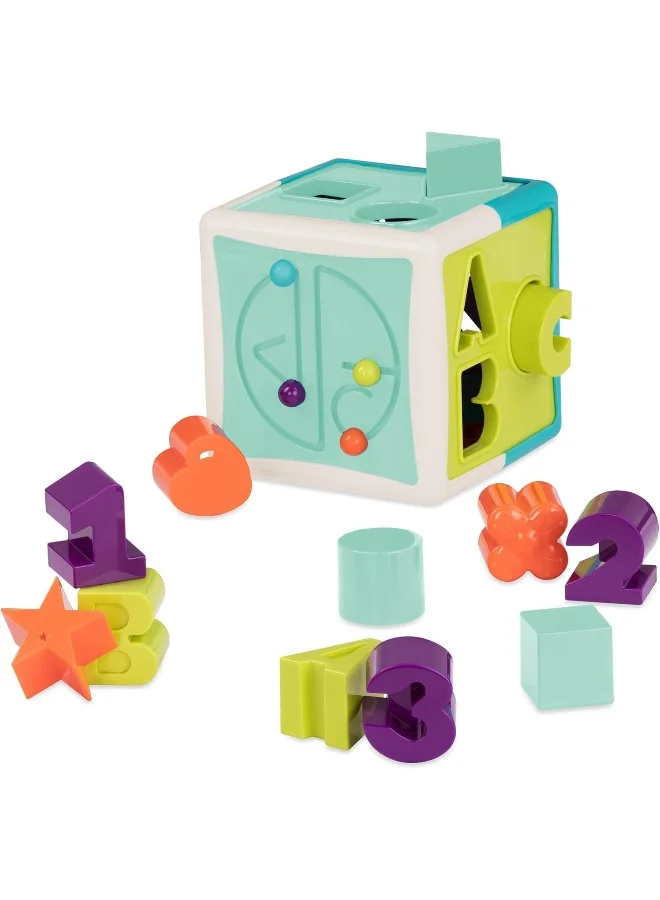 BATTAT Shape Sorter Activity Cube with Bead Maze and Learning Blocks (12 Pieces, Multi-Color) yqiav
