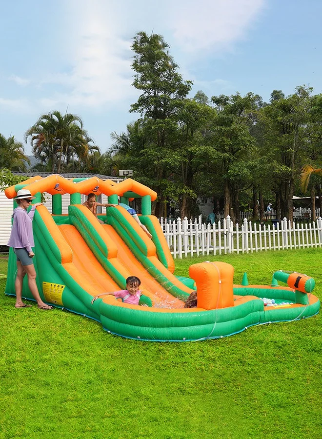 JSAITOYS Elephant Inflatable Bouncing House with Water Slide and Pool (Premium PVC, Kids Outdoor Play Center) kneji