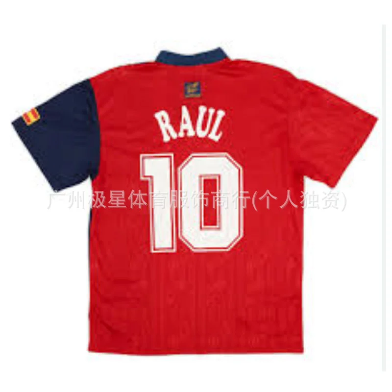 Retro Spain Football Jersey 1998 Home Away Edition No.10 Raul Torres Short-Sleeved Uniform (Adult, Large) ozqty