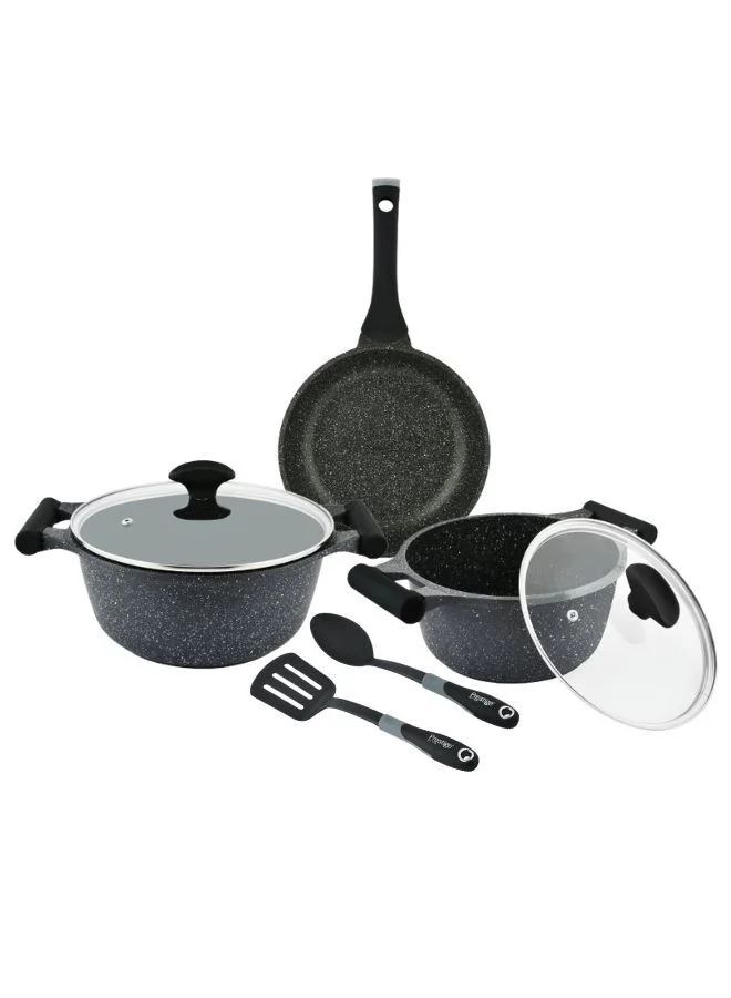Prestige 7-Piece Granite Non-Stick Aluminium Cookware Set Premium Kitchen Essentials (Black, 5 L) oknir