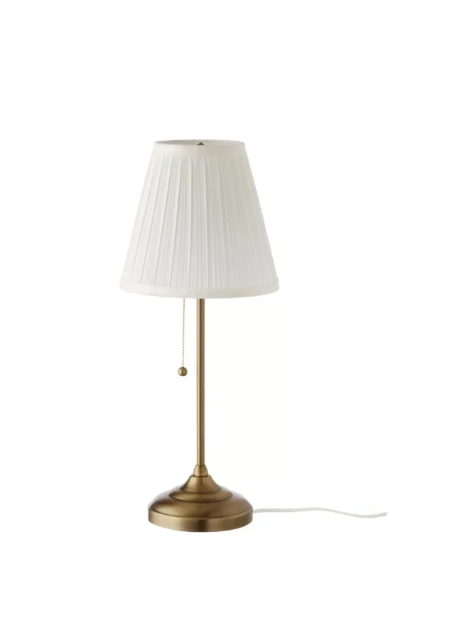 Premium Brass Table Lamp with White Fabric Shade (Elegant Modern Desk Lighting) 3pv7u