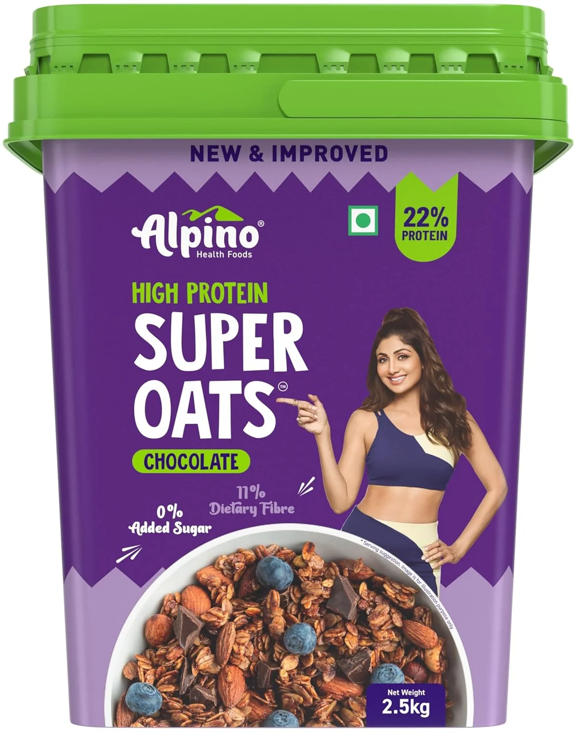Alpino Super Oats Chocolate High Protein Blend with Nuts and Seeds (2.5kg) 9fjb4