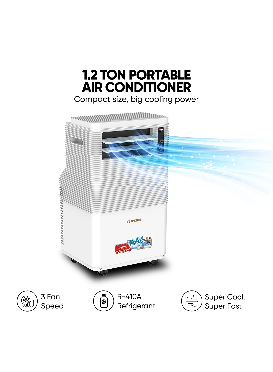 Nikai Portable Air Conditioner 1.2 Ton Cooling Unit with Remote Control and Caster Wheels (White, 1.2 Ton) 5qwq6