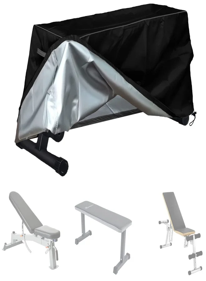 MBOOM Exercise Bench Cover Heavy Duty Waterproof 600D Oxford Fabric Protective Shield for Indoor and Outdoor Fitness Equipment (Black, 132cm x 152cm x 46cm x 53cm) jtw5l
