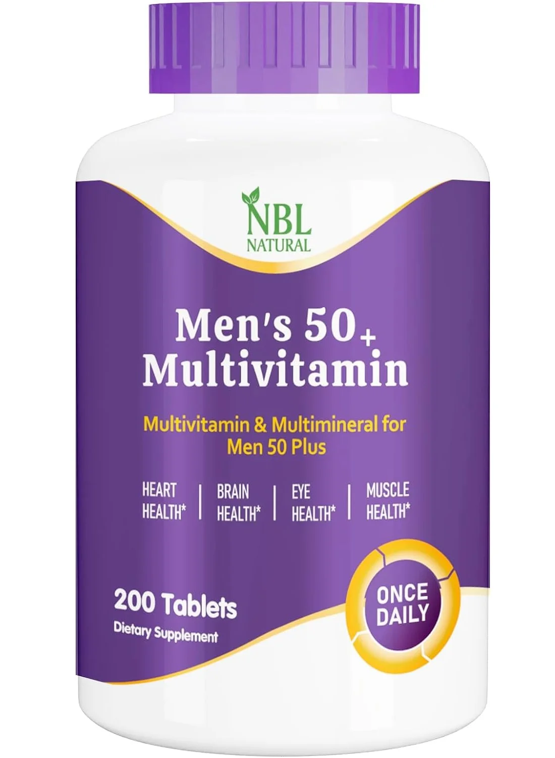 NBL Natural Multivitamin for Men 50 Plus Premium Mineral Supplement with Vitamin D3 B-Vitamins and Zinc (200 Tablets) s6awj