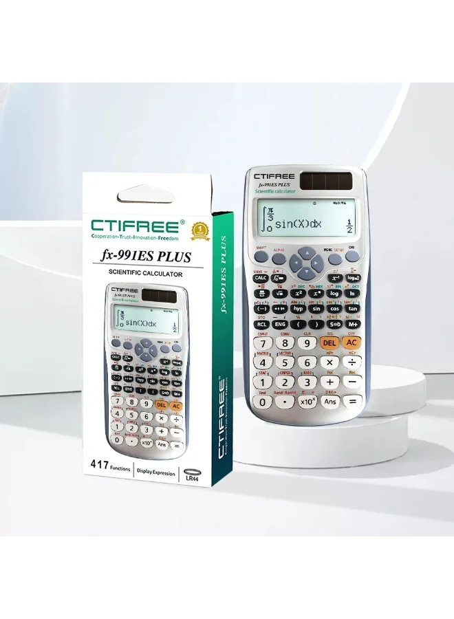 CTIFREE Scientific Calculator 417 Functions Dual Power (10+2 Digits, ABS Plastic) 21gr7