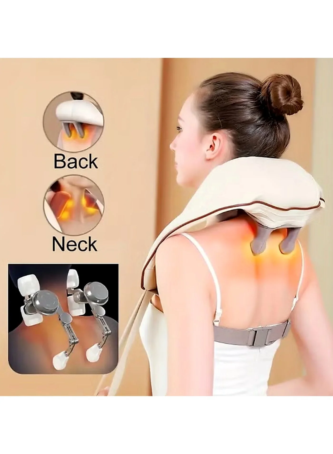 AUX Rechargeable Neck and Shoulder Massager with Heat Deep Tissue Kneading for Back and Feet (Wireless, 1 Piece) gxtck