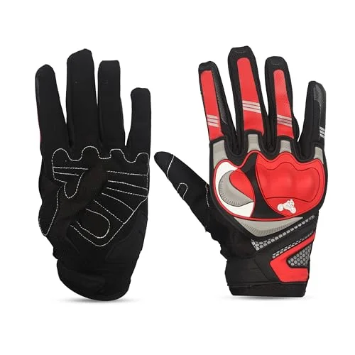 SHIVEXIM Full Finger Touchscreen Motorcycle Gloves Premium Protective Gear for Cycling Hiking and Outdoor Sports (Red, XL) w1vrx