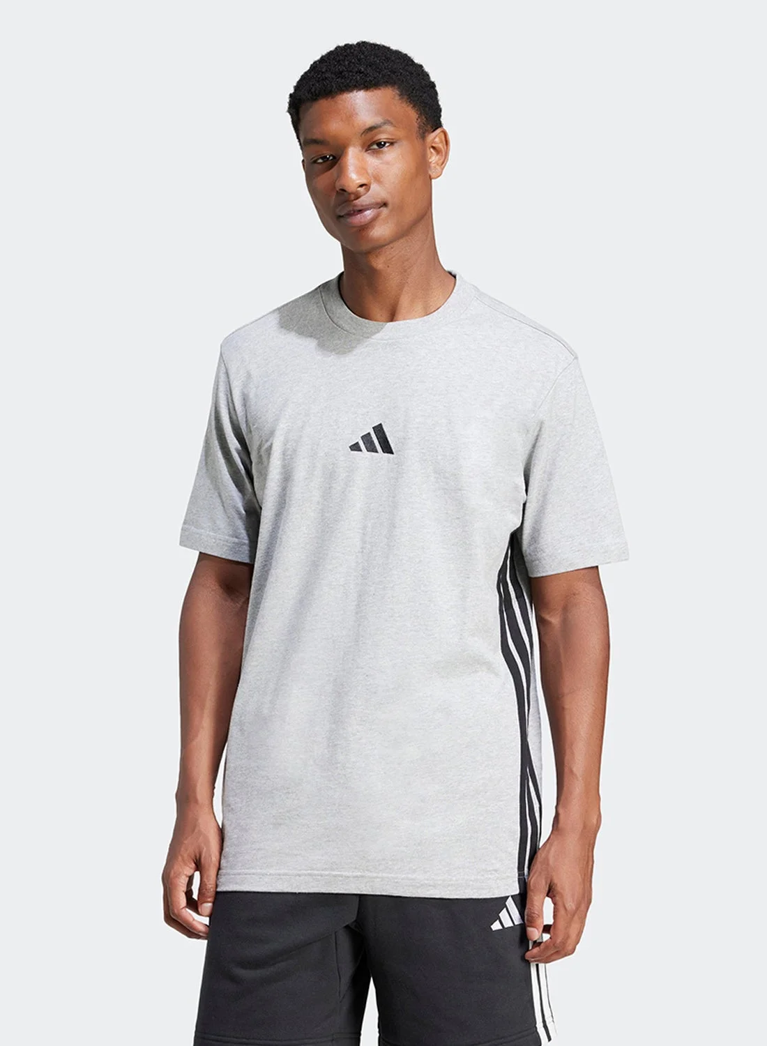 Sport Essential 3 Stripe T-Shirt Premium Breathable Athletic Tee for Men (Black, Large) etz1d