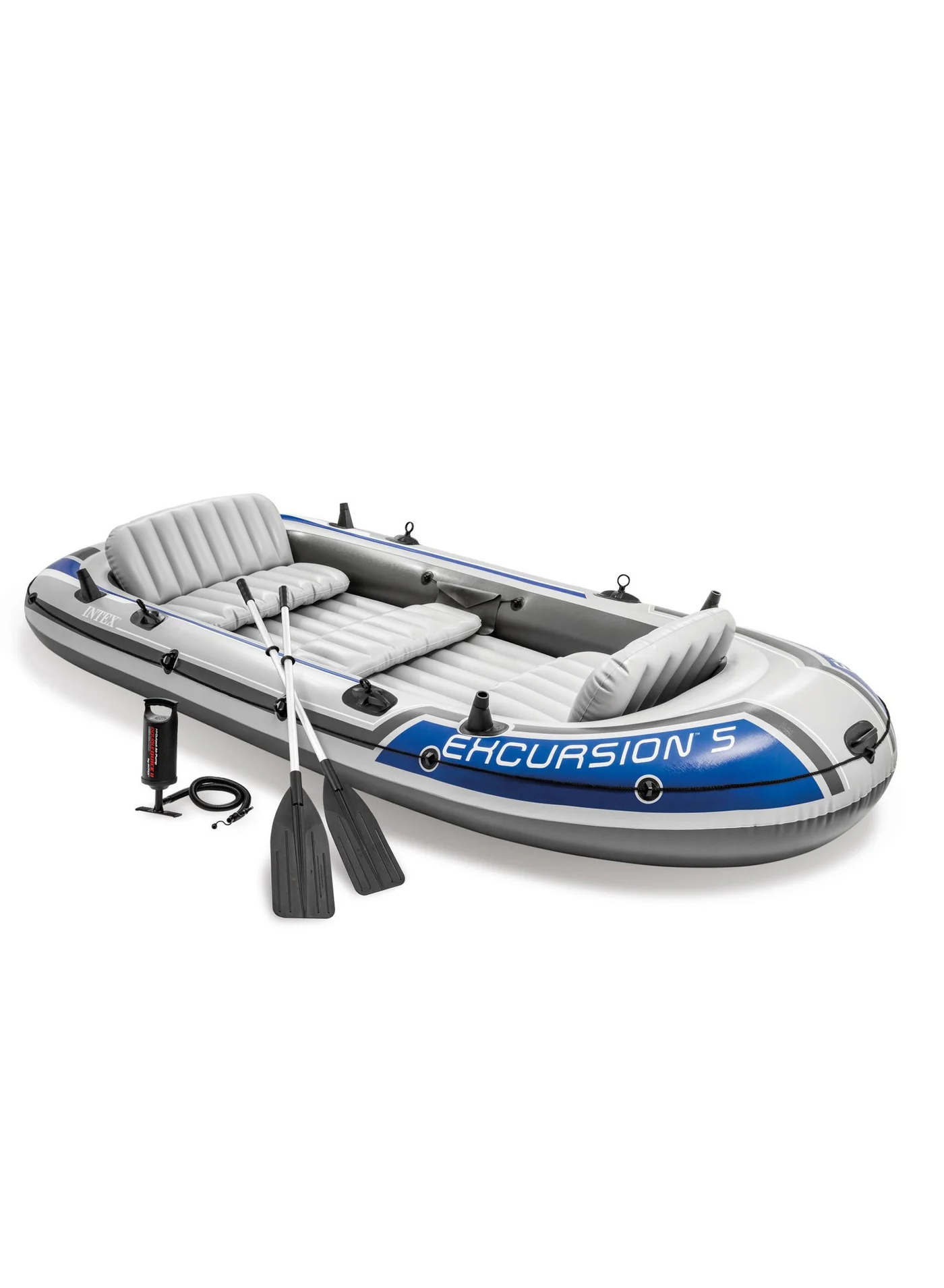 Premium 5-Person Inflatable Raft Set Heavy-Duty PVC Construction for Fishing and Leisure Activities (366 cm x 168 cm) 8ngr1