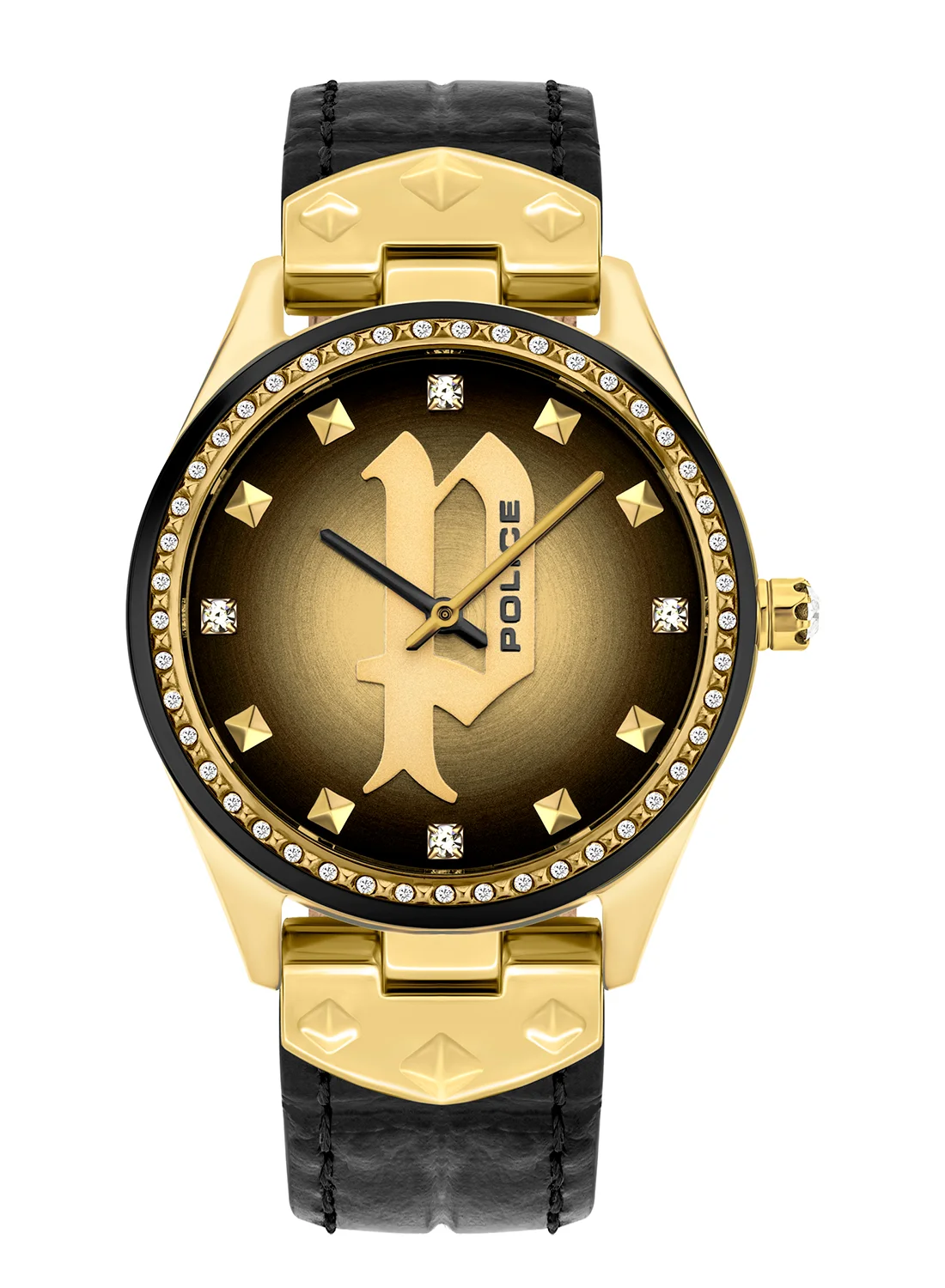 Pongua Analog Wristwatch for Women Gold Dial Leather Strap (36mm) 83arq