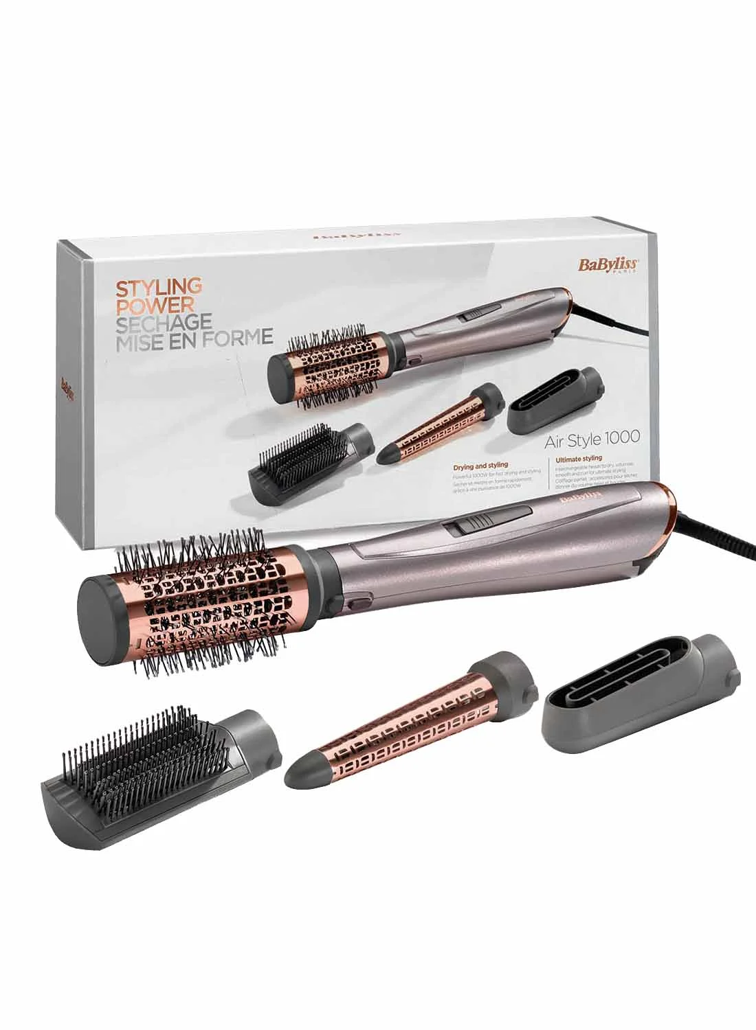 Premium 1000W Ionic Air Styler Hair Dryer Brush Set with Multi-Attachments and Heat Pouch (Purple) y1npd