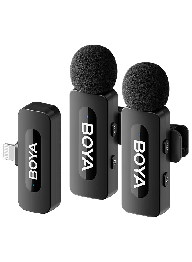 Wireless Lavalier Microphone System Dual Transmitter Receiver Set for Lightning Devices (2 Transmitters, 1 Receiver) ccjom