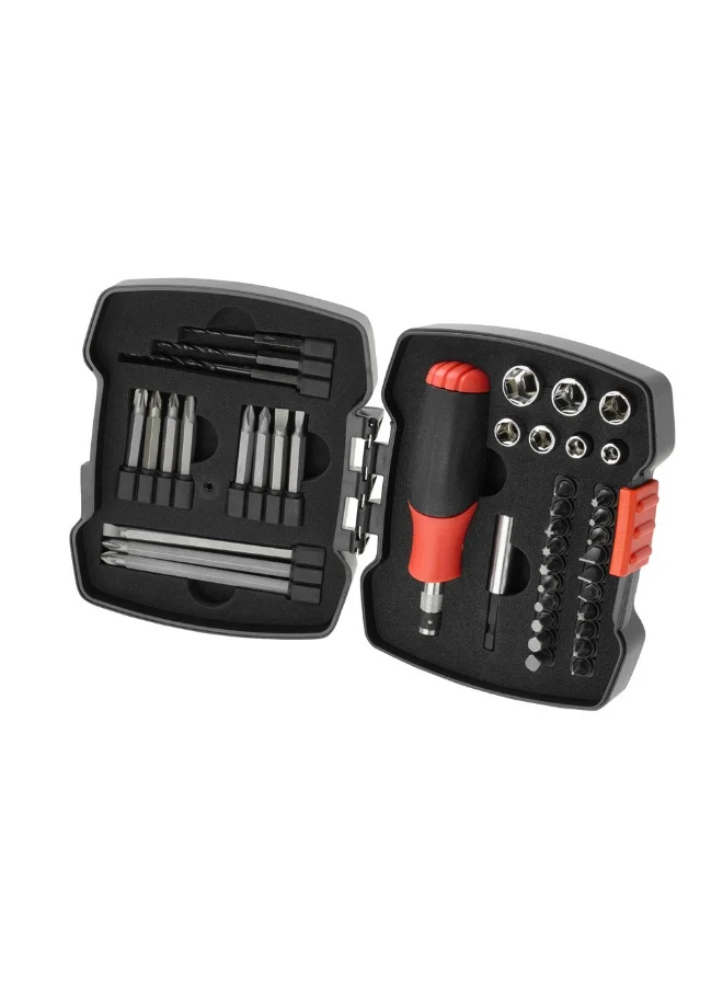 Premium 43-Piece Screwdriver and Ratchet Bit Set with Magnetic Holder - Professional Manual Tool Kit (Black, 43-Piece) yc6ys
