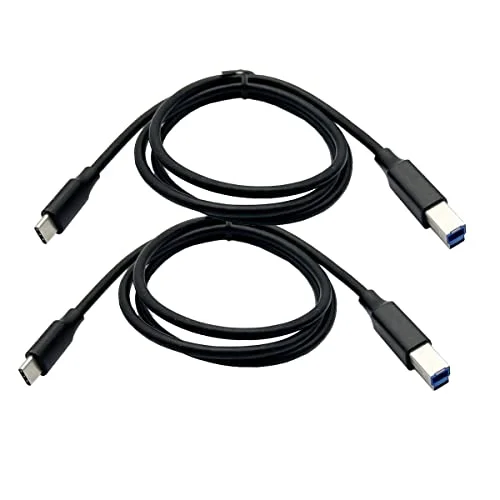 Premium USB C to USB B Printer Cable High-Speed Data Transfer Cord (Black, 1m, 2-Pack) y6saj