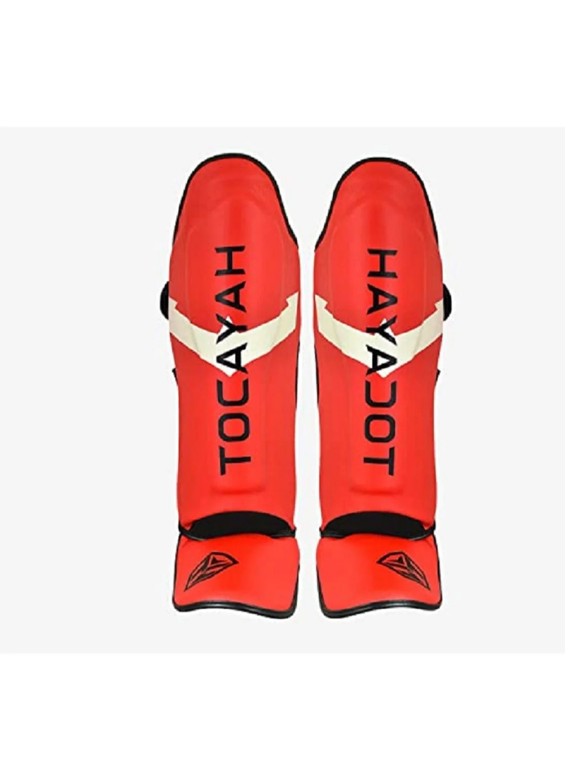 Tocayah Classic Shin Guards Premium Leather Protective Pads with Adjustable Straps for Boxing MMA Muay Thai (Red, Adult) lli2m