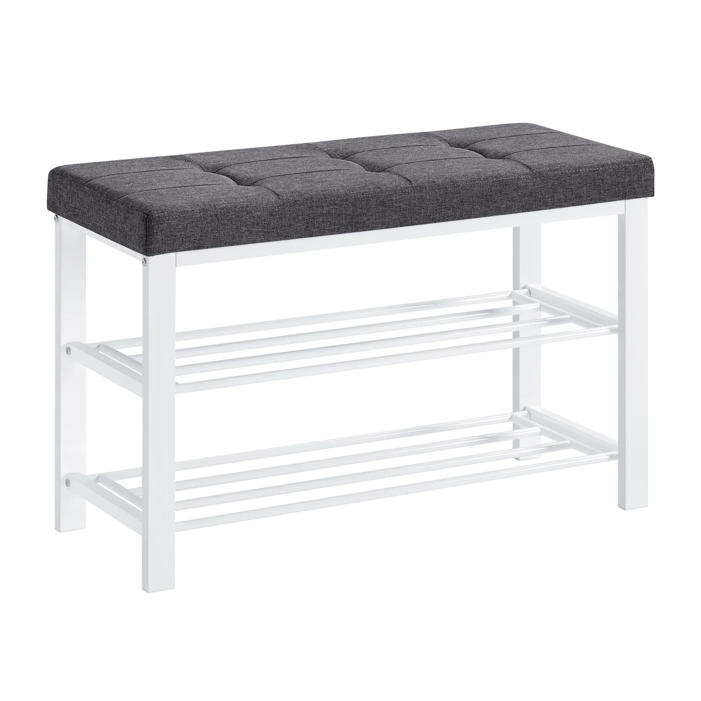 Premium Shoe Storage Bench with Padded Seat, Modern Entryway Organizer with Shelf (Dark Gray and Cloud White, 80 cm) 2go7q