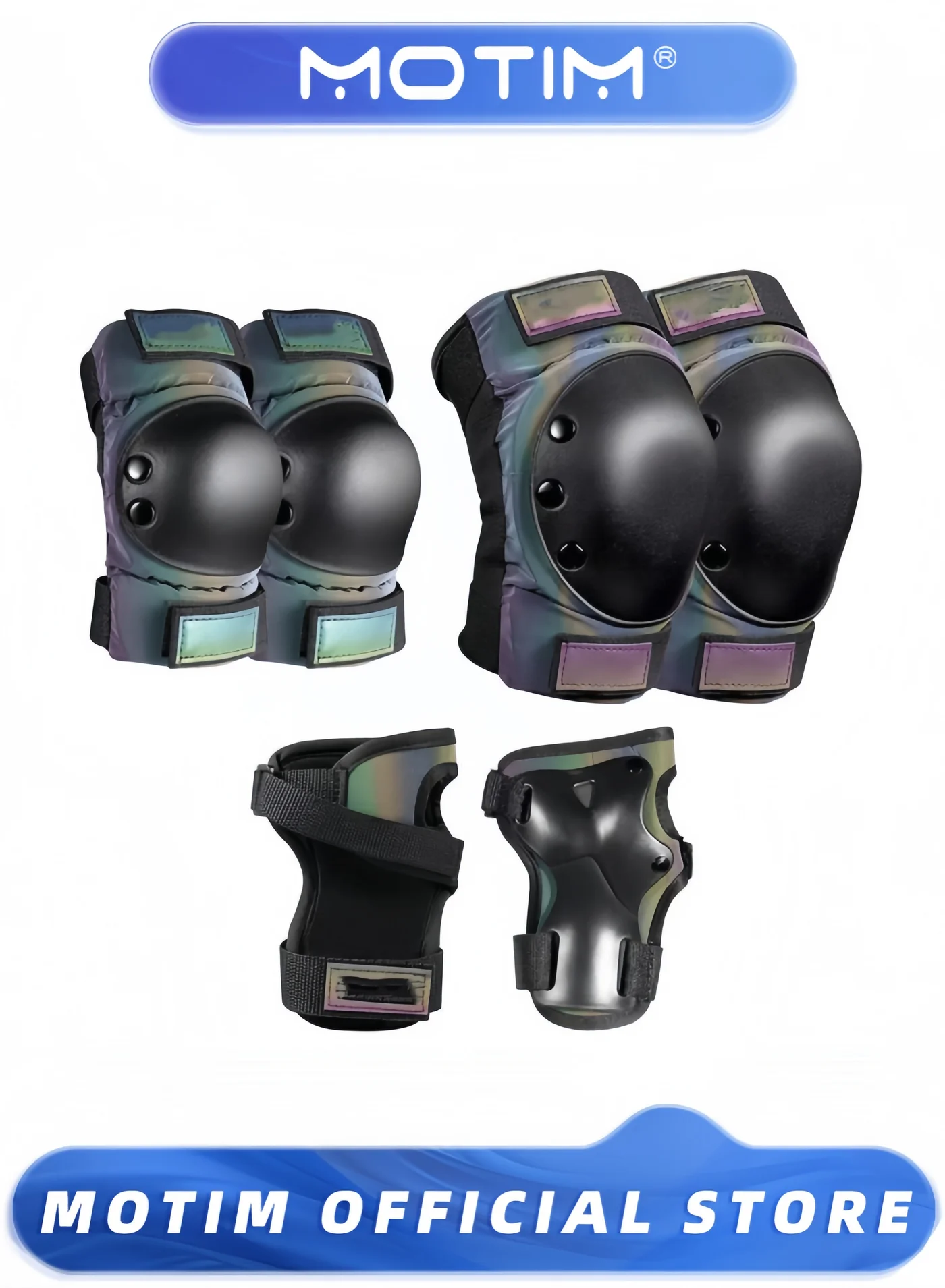Motim 3-in-1 Sports Protective Gear Set Knee Elbow and Wrist Pads for Skating Cycling and Scooter (Adult and Kids) 17qt7