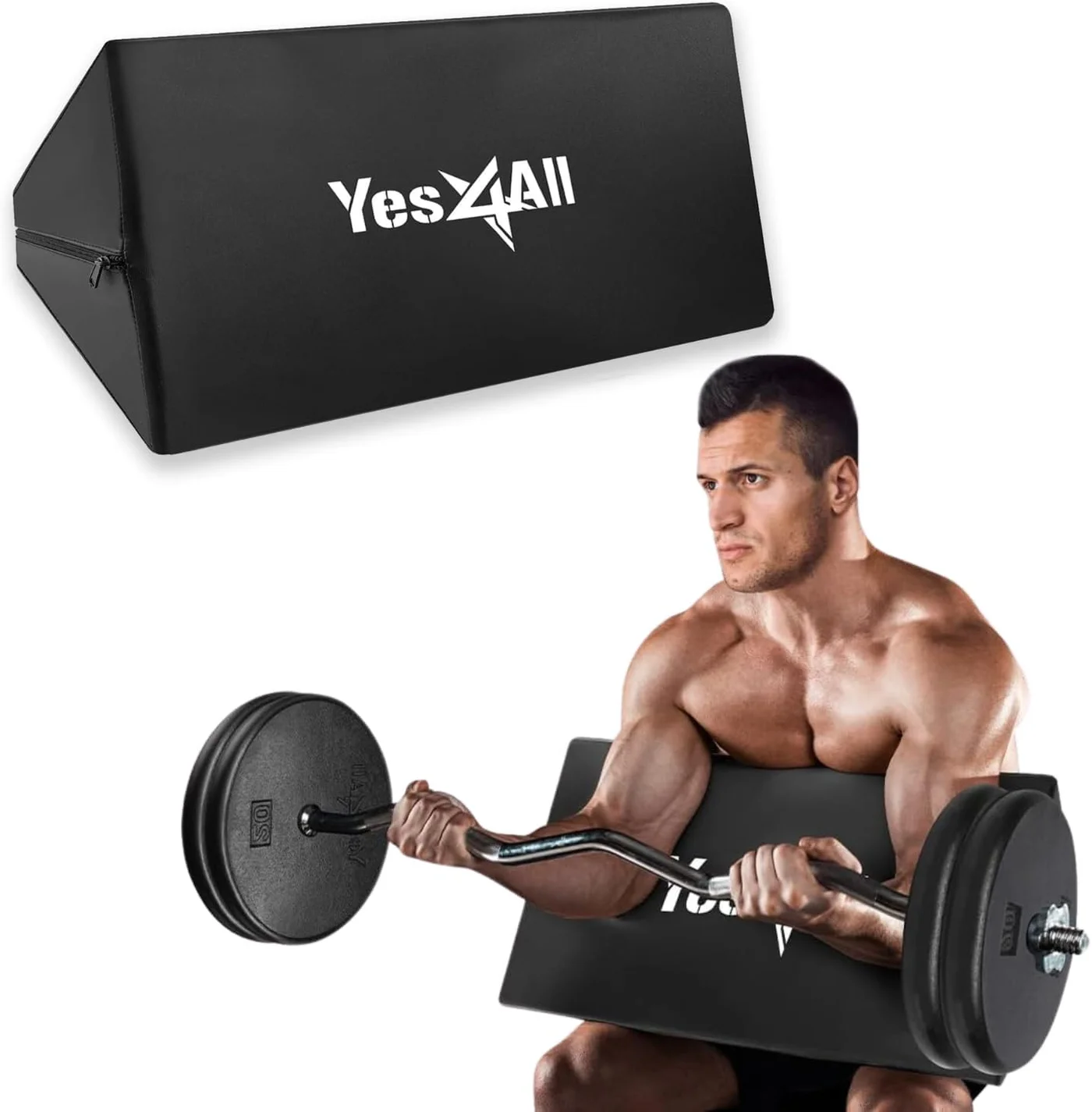 Premium Foam Preacher Curl Pad Arm Blaster Support for Biceps and Triceps Training (Black, 45 cm) ay5r4