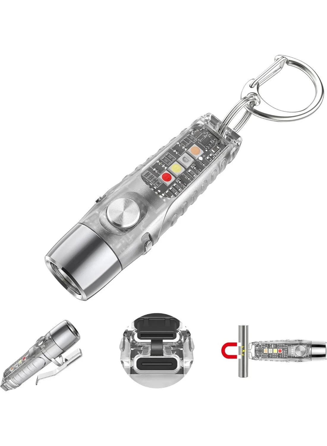 Bukela S12Pro Rechargeable Keychain Flashlight, 750 Lumen EDC Mini Light with Tail Magnet and UV Mode (Black, 6 cm) 7jpdq