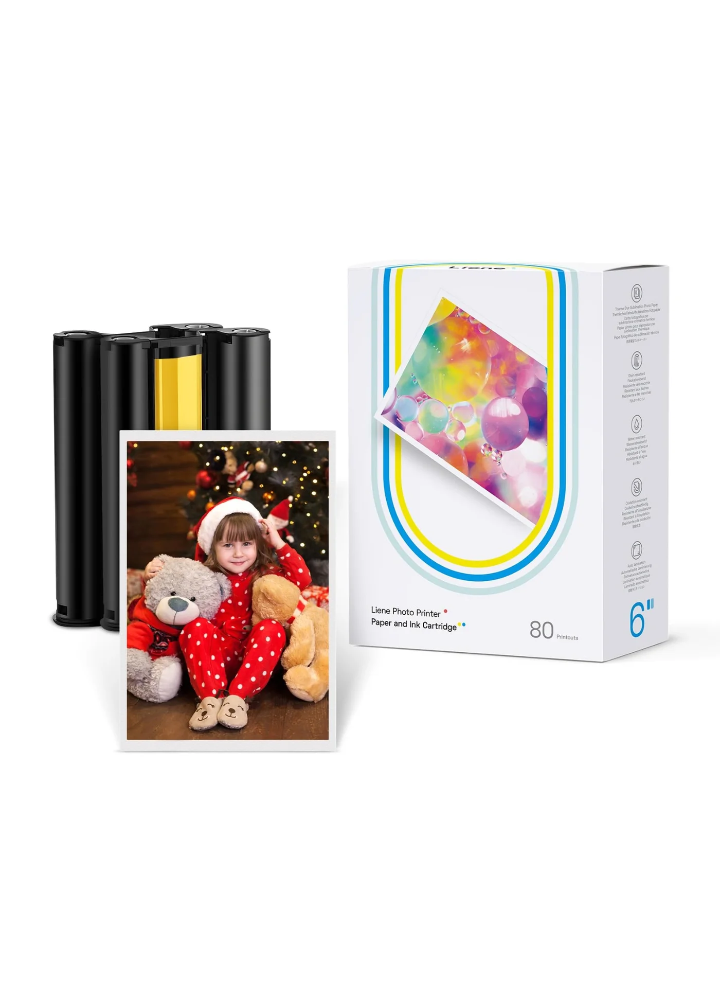 Premium Photo Printer Paper and Ink Refill Kit (80 Sheets, 2 Cartridges) for 10x15 cm Dye Sublimation Printing jorhh