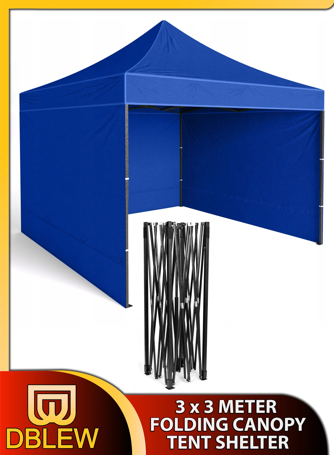 DBLEW Heavy-Duty Steel Frame Gazebo Tent (3x3 Meter) Waterproof UV-Protected Canopy Shelter for Outdoor Events and Gardens hwp84