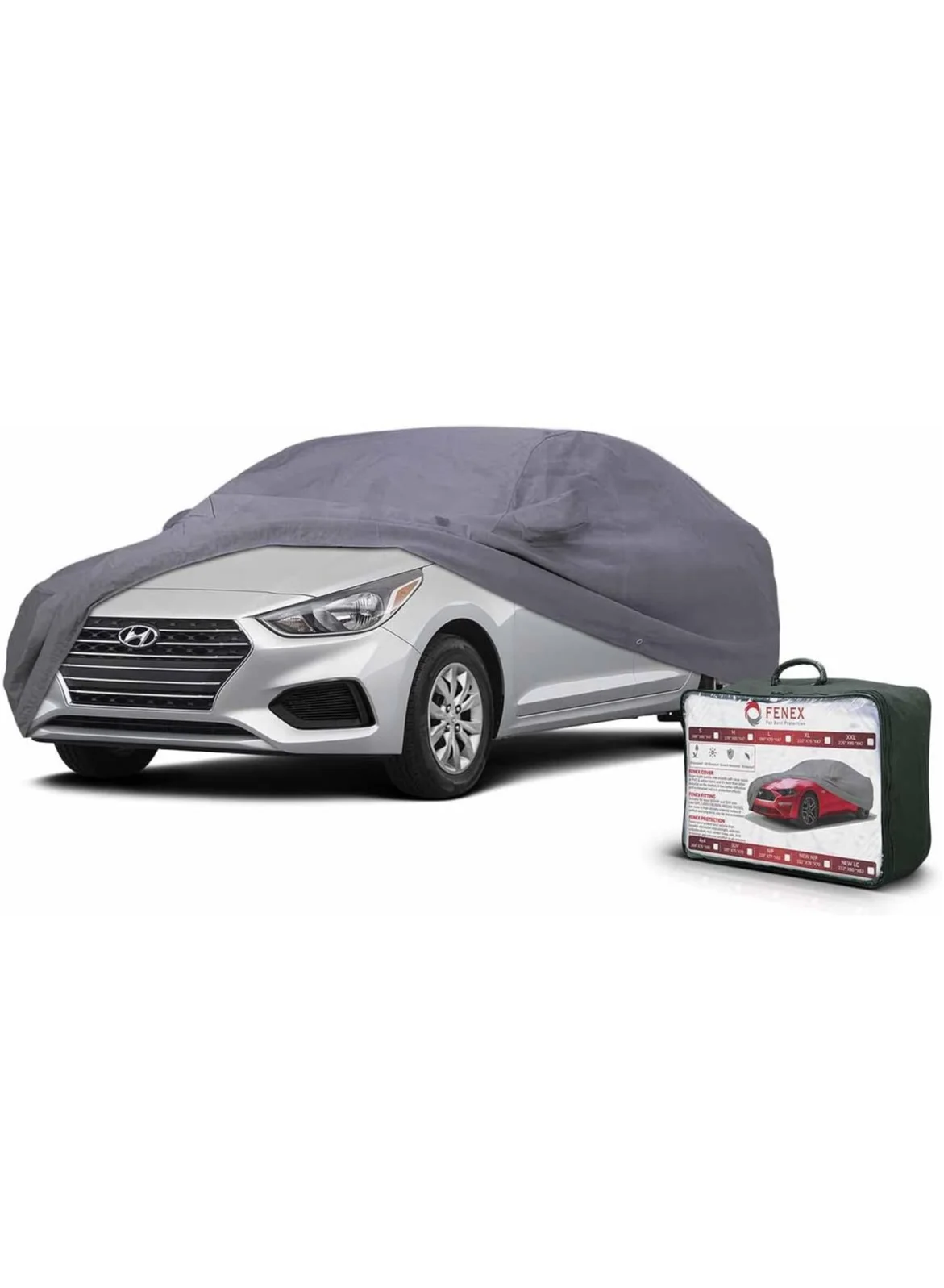 Fenex All-Weather Sedan Car Cover Waterproof UV-Resistant Protective Shield with Mirror Pockets (Medium, 431 x 165 x 119 cm) 61o7r