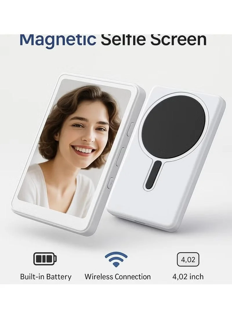 ELTRAZONE Wireless Magnetic Selfie Mirror Screen for Phone 4.02 Inch IPS Display Adapter for Vlogging and Content Creation eob0u