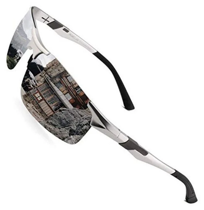 PUKCLAR Polarized Sports Sunglasses for Men Aluminum-Magnesium Metal Frame UV Protection Driving Cycling Fishing (One Size) 5sjmc