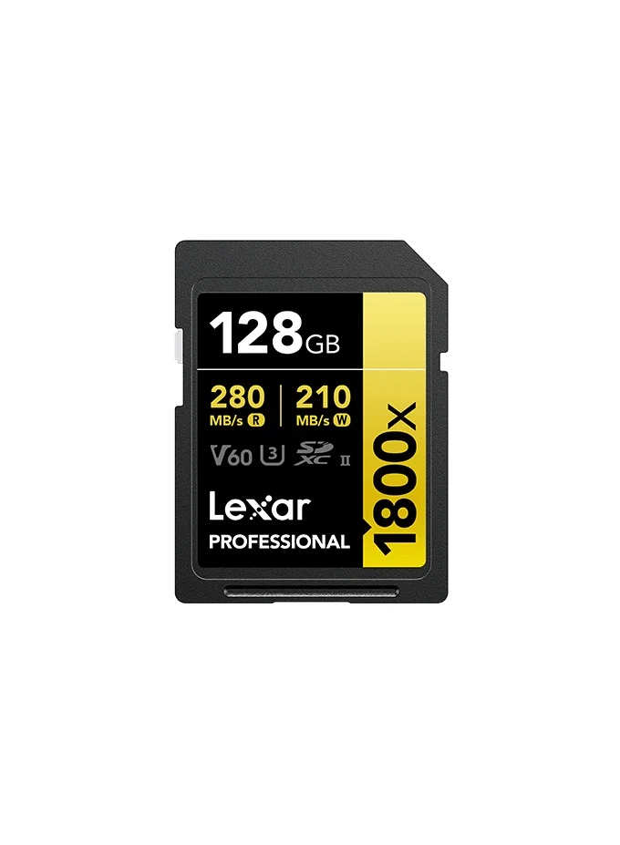 Professional SDXC UHS-II Memory Card High-Speed 270MB/s for 4K Video and Photography (Gold, 128 GB) i8cgv