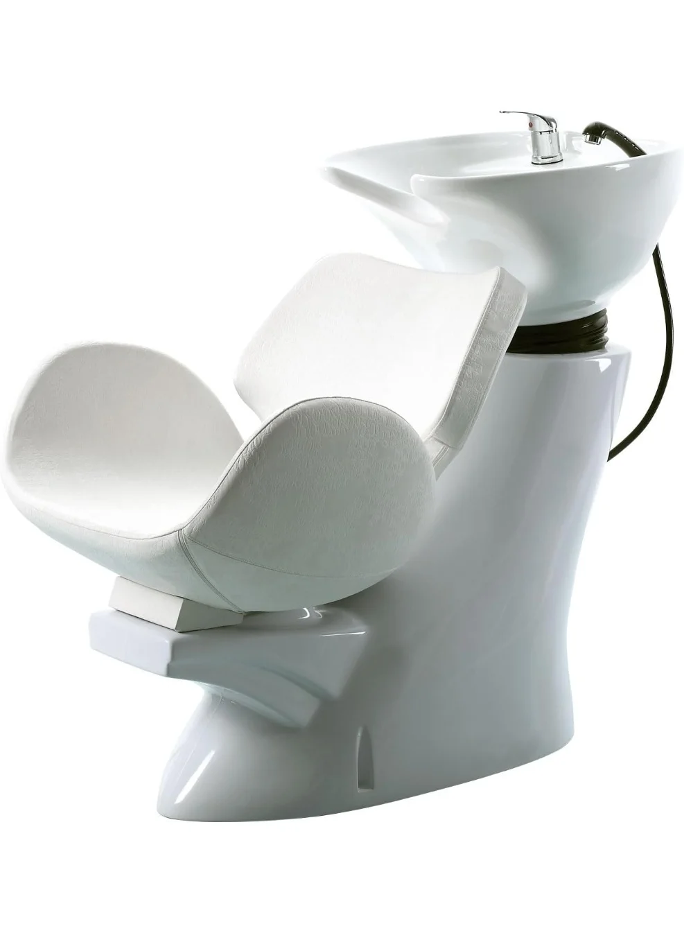 MEISHIDA Professional Salon Shampoo Chair with Tilting Ceramic Bowl, Heavy-Duty Backwash Station for Barbershop and Spa (Black, 120 cm) pkzw3