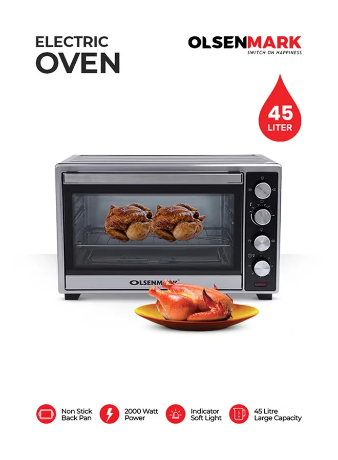 Olsenmark Electric Convection Oven with Rotisserie and Adjustable Temperature (Black, 45 L) jf87s