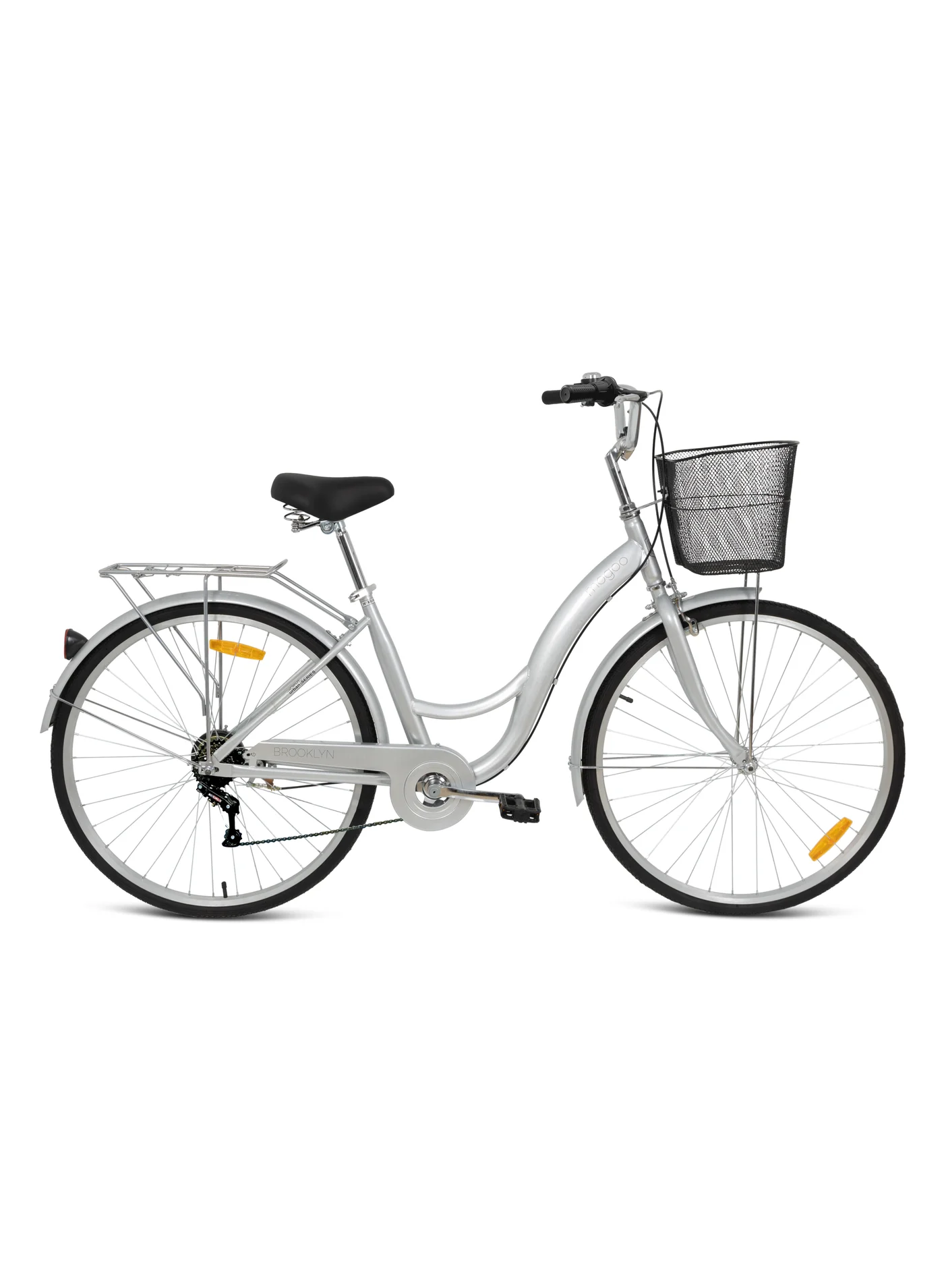 MOGOO Cruiser Bike 6-Speed Steel Frame Bicycle with Adjustable Seat for Women (Grey, 26-Inch) lndat