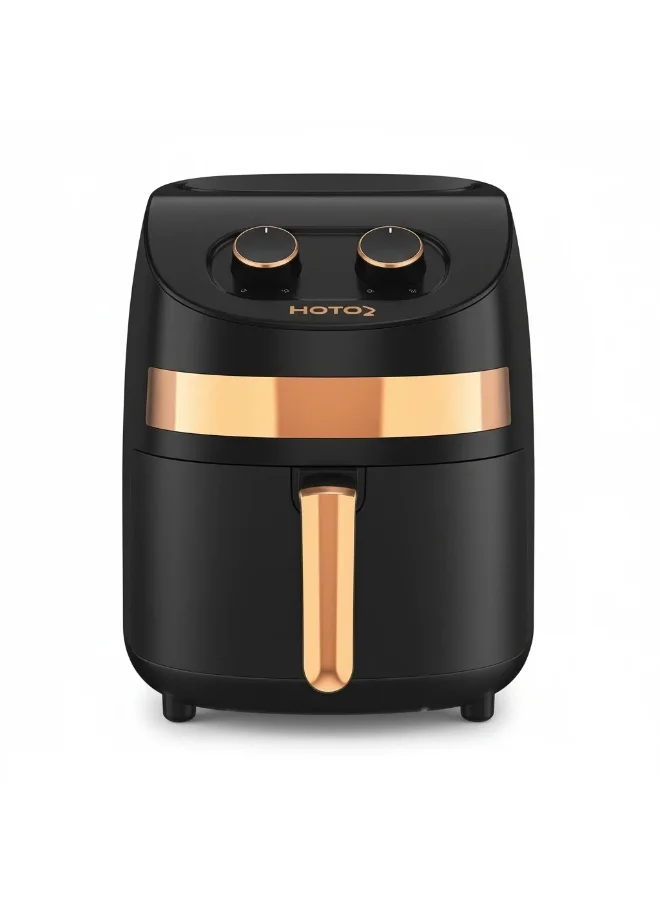HOTOR Air Fryer 3.5 L Stainless Steel Non-Stick Multi-Function Cooker for Roasting Baking and Dehydrating (Black) 44ofg