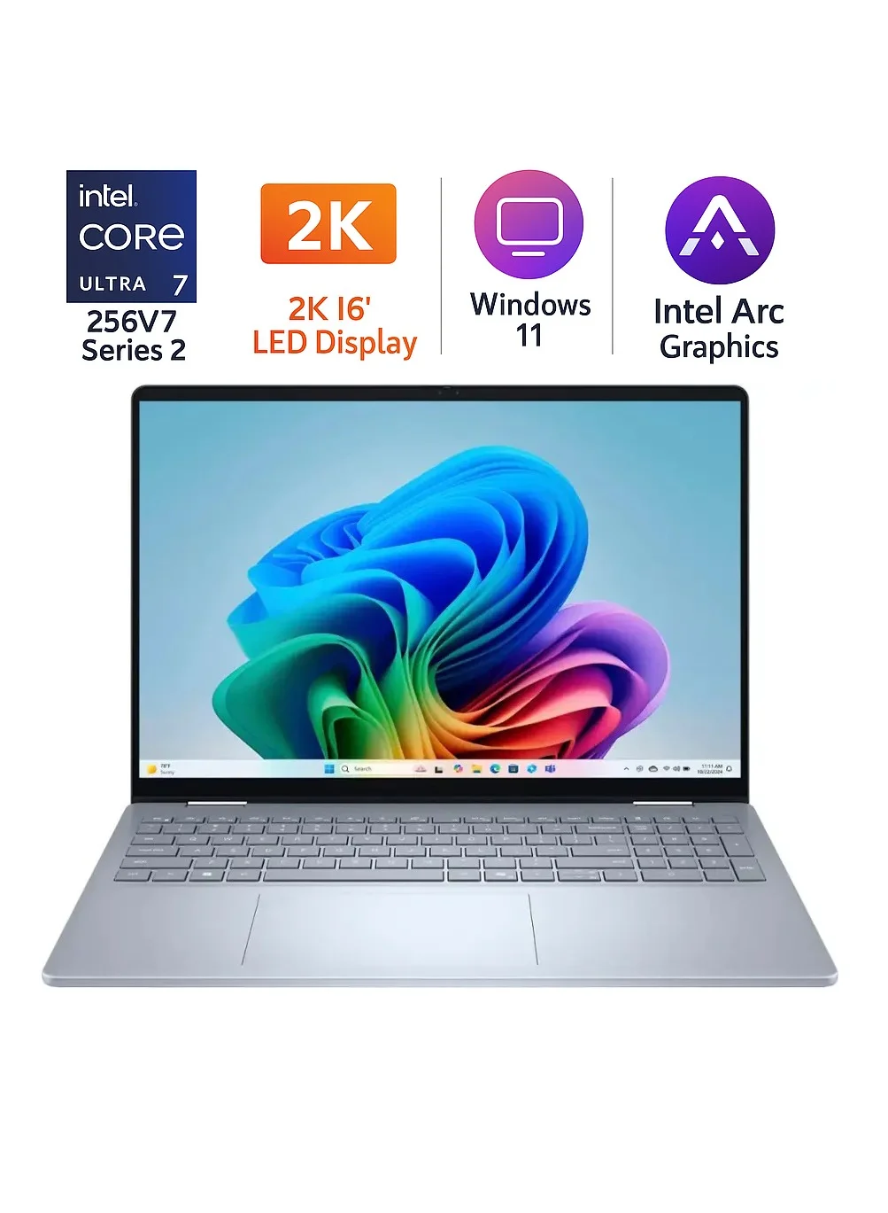 Premium 2-in-1 16-inch 2K Touchscreen Laptop, Intel Core Ultra 7, 16GB RAM, 1TB SSD, Wi-Fi 7, Thunderbolt 4 (Ice Blue, 16-inch) 7xj7k